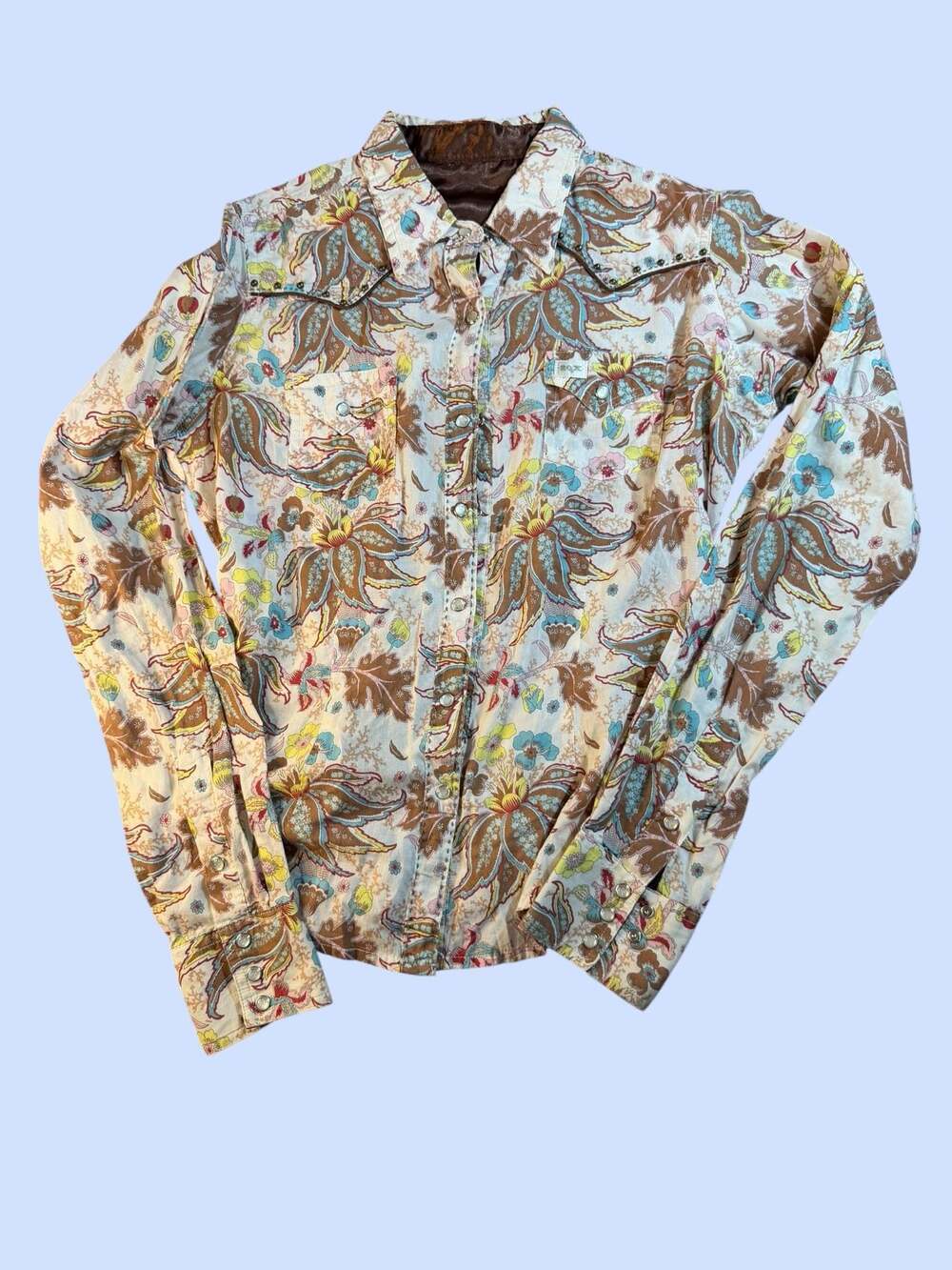 Wrangler 20X Women’s Floral Western Snap Shirt Boho Cowgirl Long Sleeve S/M
